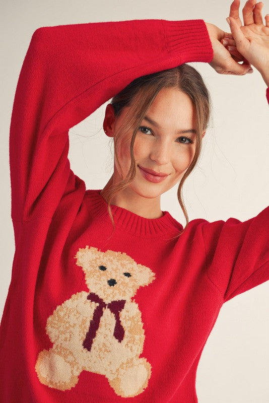 JODIFL Women's Sweaters Cutesy Teddy Bear Sweater Top