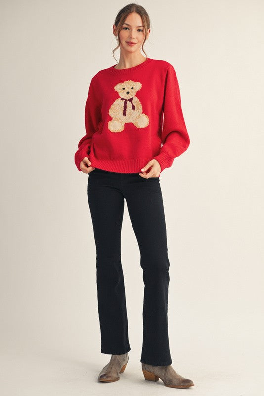 JODIFL Women's Sweaters Cutesy Teddy Bear Sweater Top