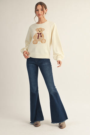 JODIFL Women's Sweaters Cutesy Teddy Bear Sweater Top