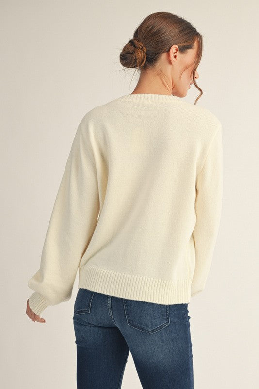 JODIFL Women's Sweaters Cutesy Teddy Bear Sweater Top