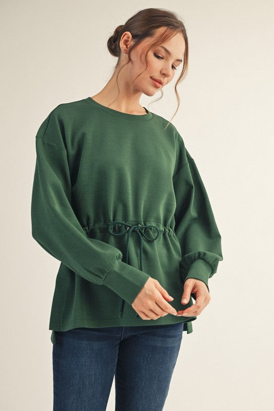 JODIFL Women's Sweaters Drawstring Waist Smooth Textured Top