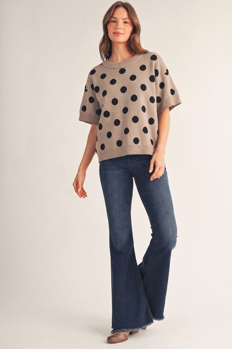 JODIFL Women's Sweaters Polka Dot Comfy Sweater Top