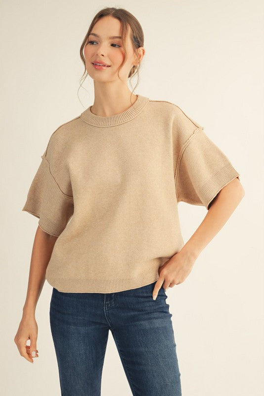 JODIFL Women's Sweaters Raw Edge Accent Comfy Sweater Top || David's Clothing
