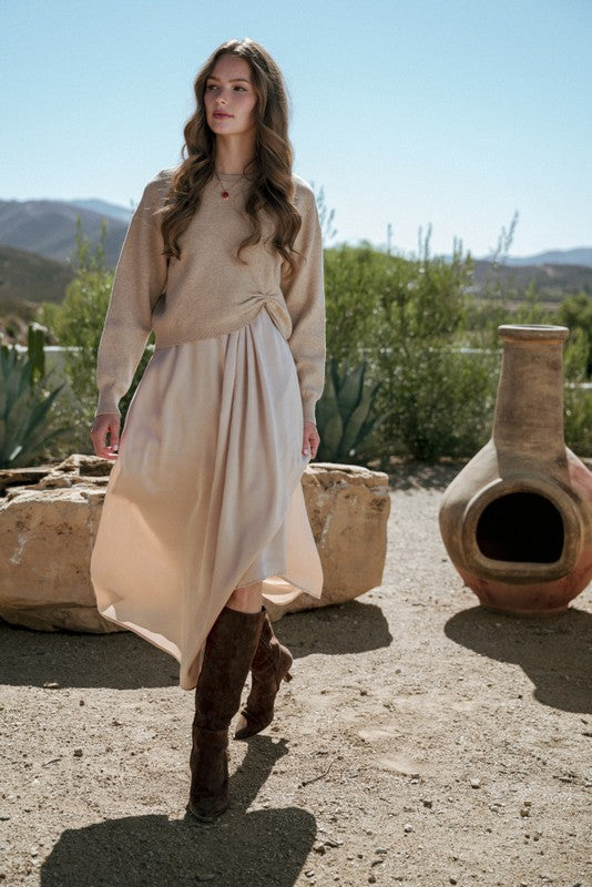 JODIFL Women's Sweaters Soft Textured Knotted Sweater Top