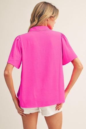JODIFL Women's Top Embroidered Scallop Edge Accent Crinkle Top