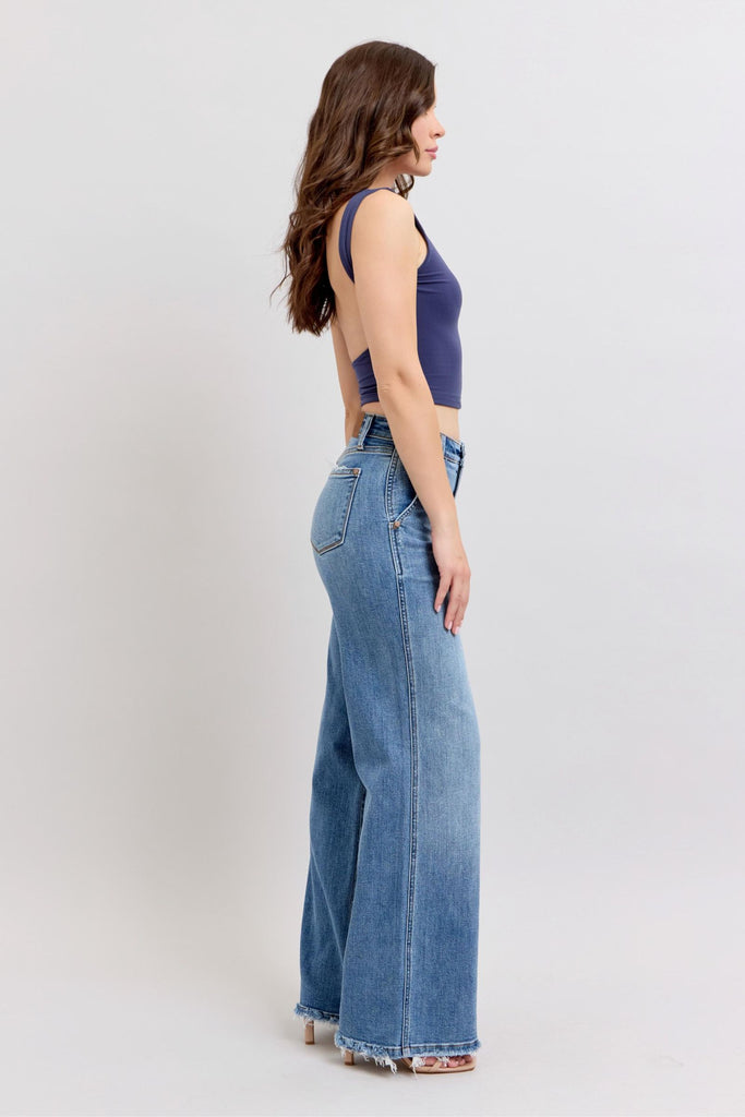 JUDY BLUE Women's Jeans Judy Blue High Waist Retro Wide Fit Jeans || David's Clothing