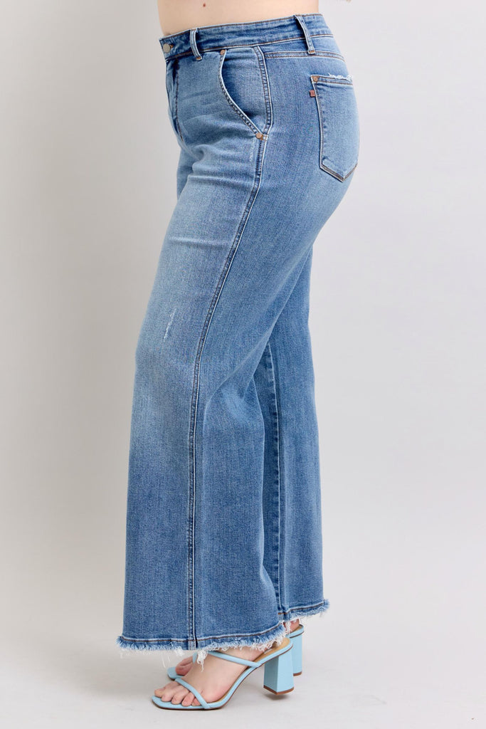 JUDY BLUE Women's Jeans Judy Blue High Waist Retro Wide Fit Jeans || David's Clothing