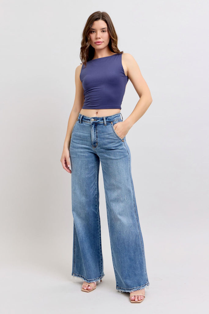 JUDY BLUE Women's Jeans Judy Blue High Waist Retro Wide Fit Jeans || David's Clothing