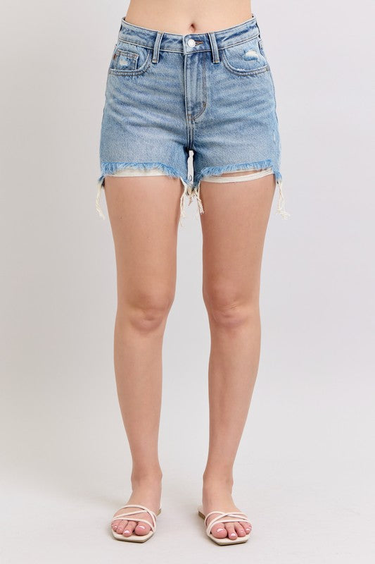 JUDY BLUE Women's Shorts Judy Blue HW Rigid Magic Destroy Cut Off Shorts || David's Clothing