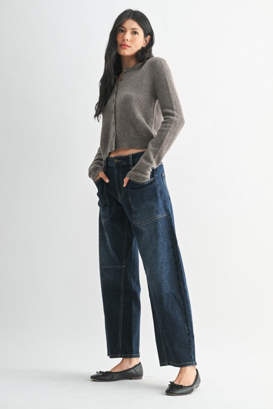 JUST BLACK DENIM Women's Jeans Just Black Denim Patch Pocket Barrel