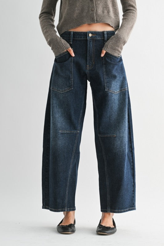 JUST BLACK DENIM Women's Jeans Just Black Denim Patch Pocket Barrel