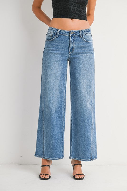 JUST BLACK DENIM Women's Jeans Seamed Wide Leg || David's Clothing