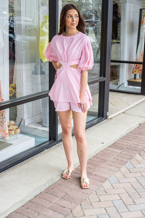 KARLIE CLOTHES Women's Dresses Karlie Stripe Cut-Out Tie Dress