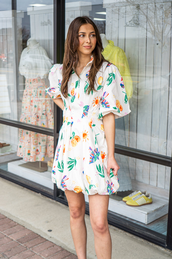 KARLIE CLOTHES Women's Dresses Karlie Toucan Fruit Bubble Hem Dress