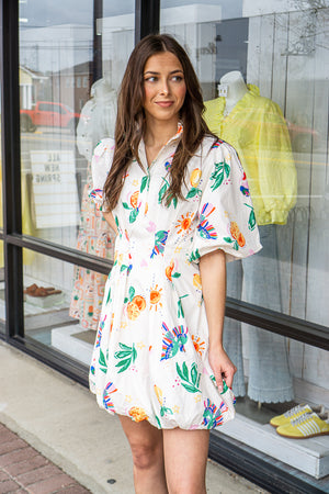 KARLIE CLOTHES Women's Dresses Karlie Toucan Fruit Bubble Hem Dress