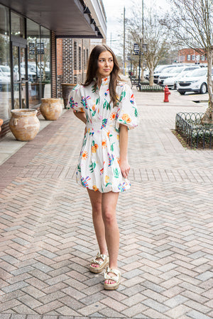 KARLIE CLOTHES Women's Dresses Karlie Toucan Fruit Bubble Hem Dress