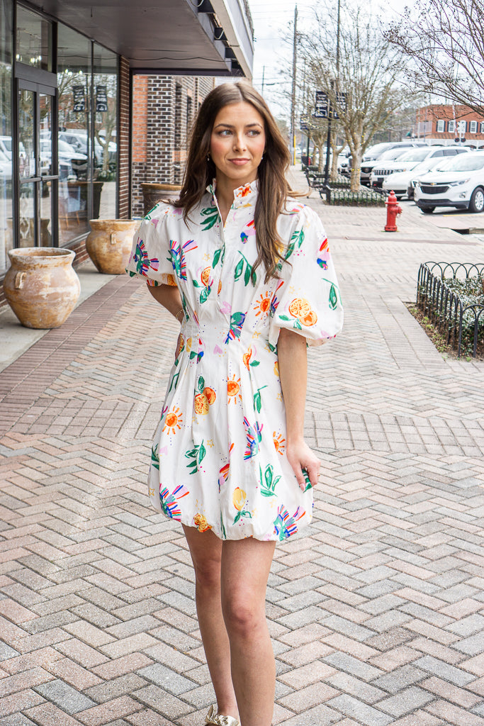 KARLIE CLOTHES Women's Dresses Karlie Toucan Fruit Bubble Hem Dress