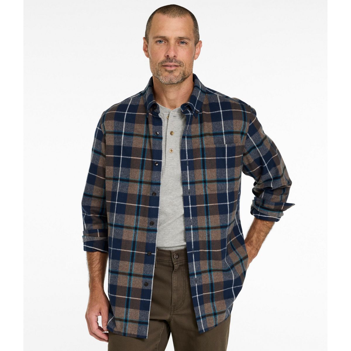 L.L.Bean Men's Sport Shirt L.L.Bean Men's Scotch Plaid Flannel Shirt, Traditional Fit