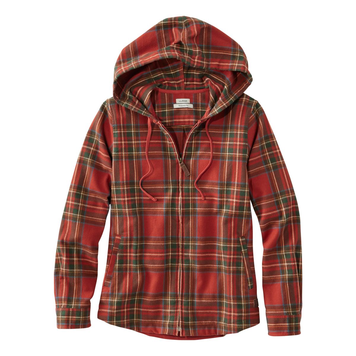 L.L.Bean Women's Hoodies ANTQ ROYAL STEWART / XS L.L.Bean Women's Scotch Plaid Flannel Shirt, Relaxed Zip Hoodie 502092