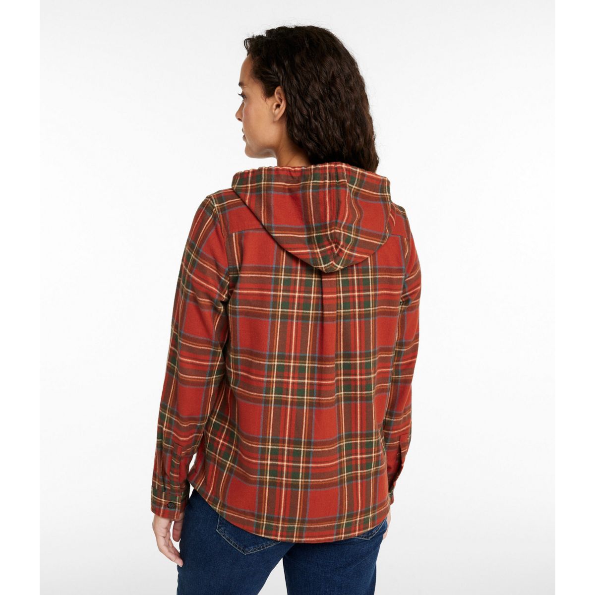 L.L.Bean Women's Hoodies ANTQ ROYAL STEWART / XS L.L.Bean Women's Scotch Plaid Flannel Shirt, Relaxed Zip Hoodie 502092