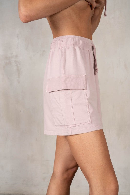 LABIZ Women's Shorts Cotton Modal Terry Cargo Pocket Shorts || David's Clothing