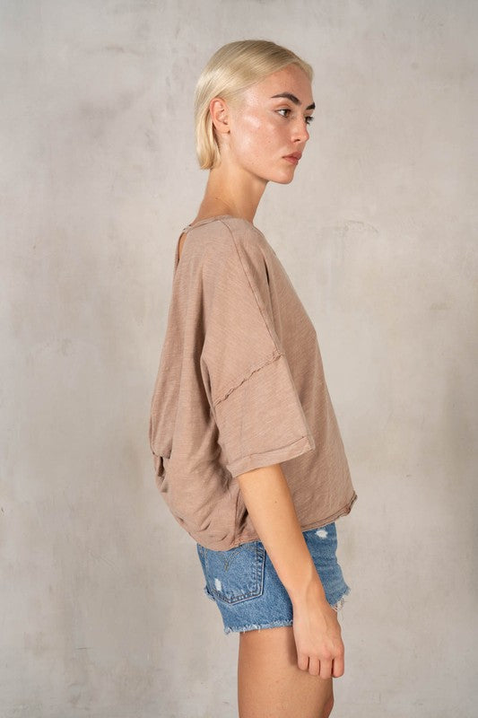 LABIZ Women's Top SS Cotton Slub Twist Tee || David's Clothing