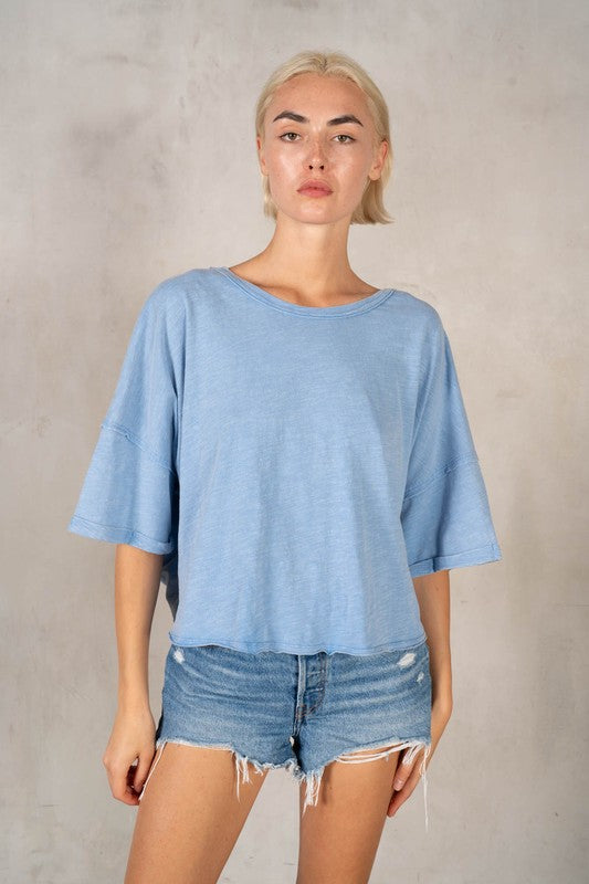 LABIZ Women's Top SS Cotton Slub Twist Tee || David's Clothing