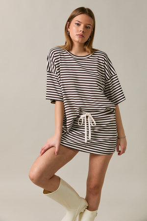 LELIS COLLECTION Short Sleeve Round Neck Oversized Stripe T-shirt