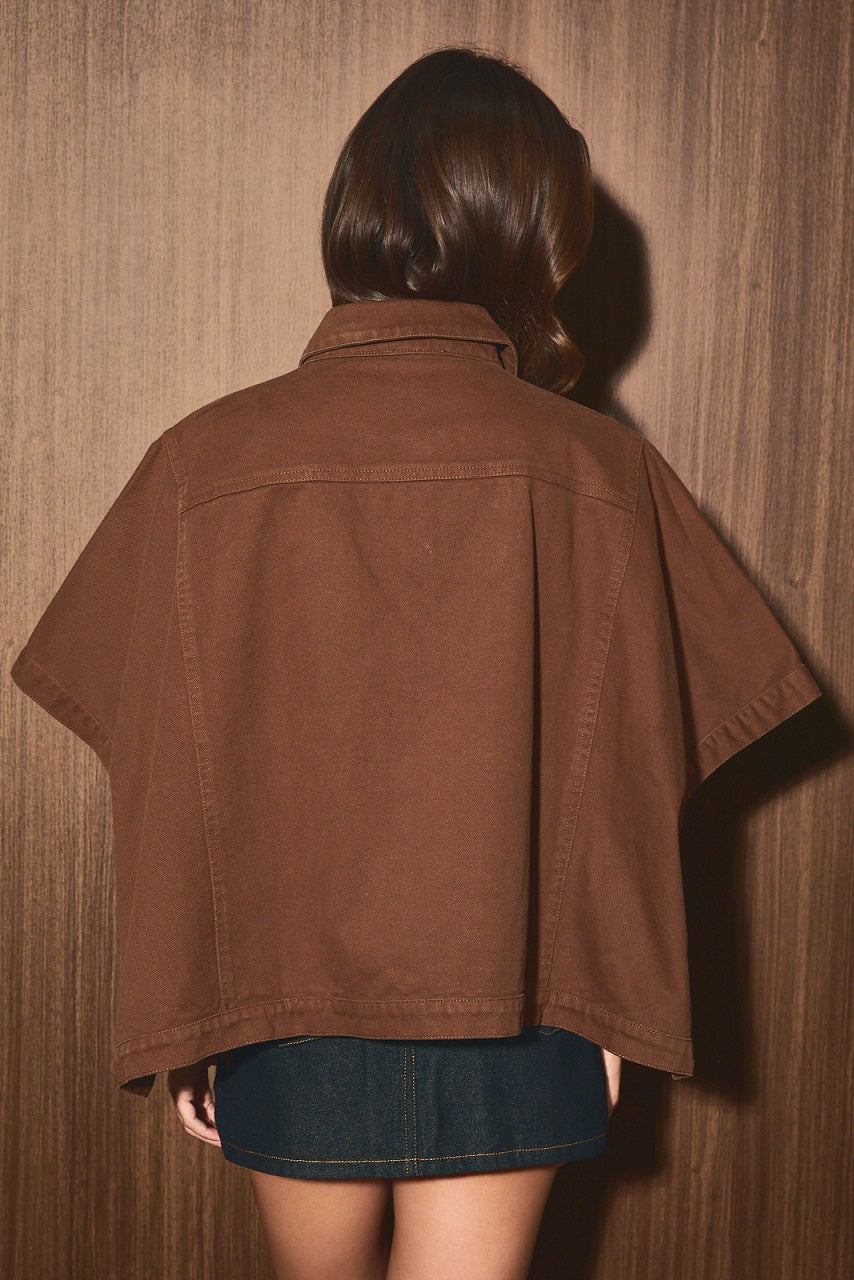 LELIS COLLECTION Women Jackets Collared Twill Cape Jacket