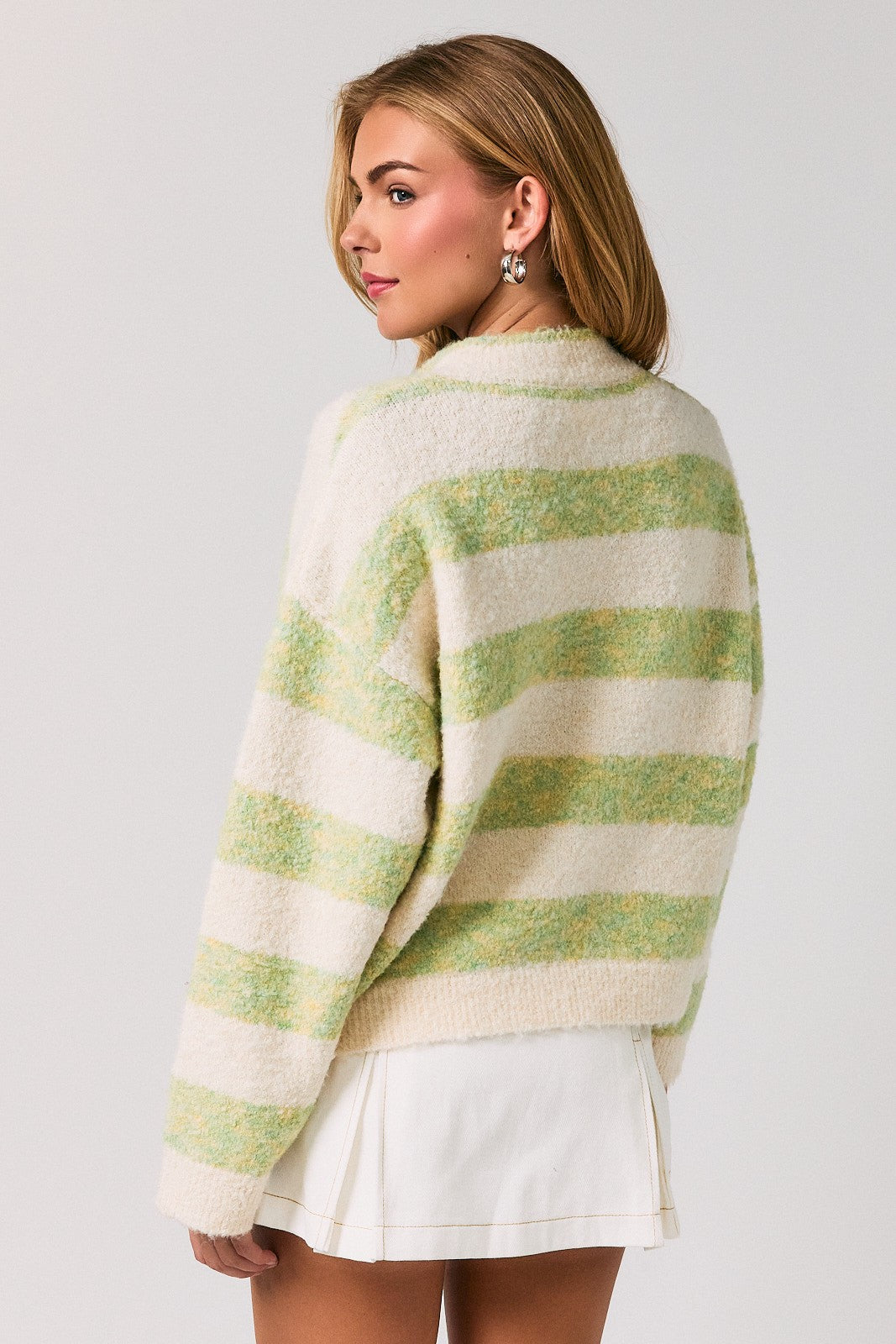LELIS COLLECTION Women's Cardigans High Neck Stripe Cardigan