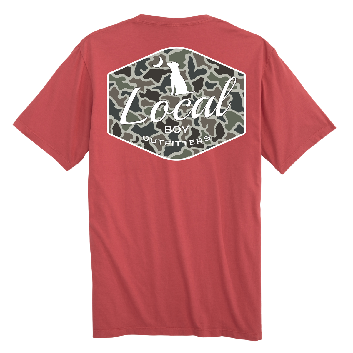 LOCAL BOY OUTFITTERS Kid's Tees BRICK / XS Local Boy Youth Dog & Moon Camo Badge T-Shirt L0000207BRC