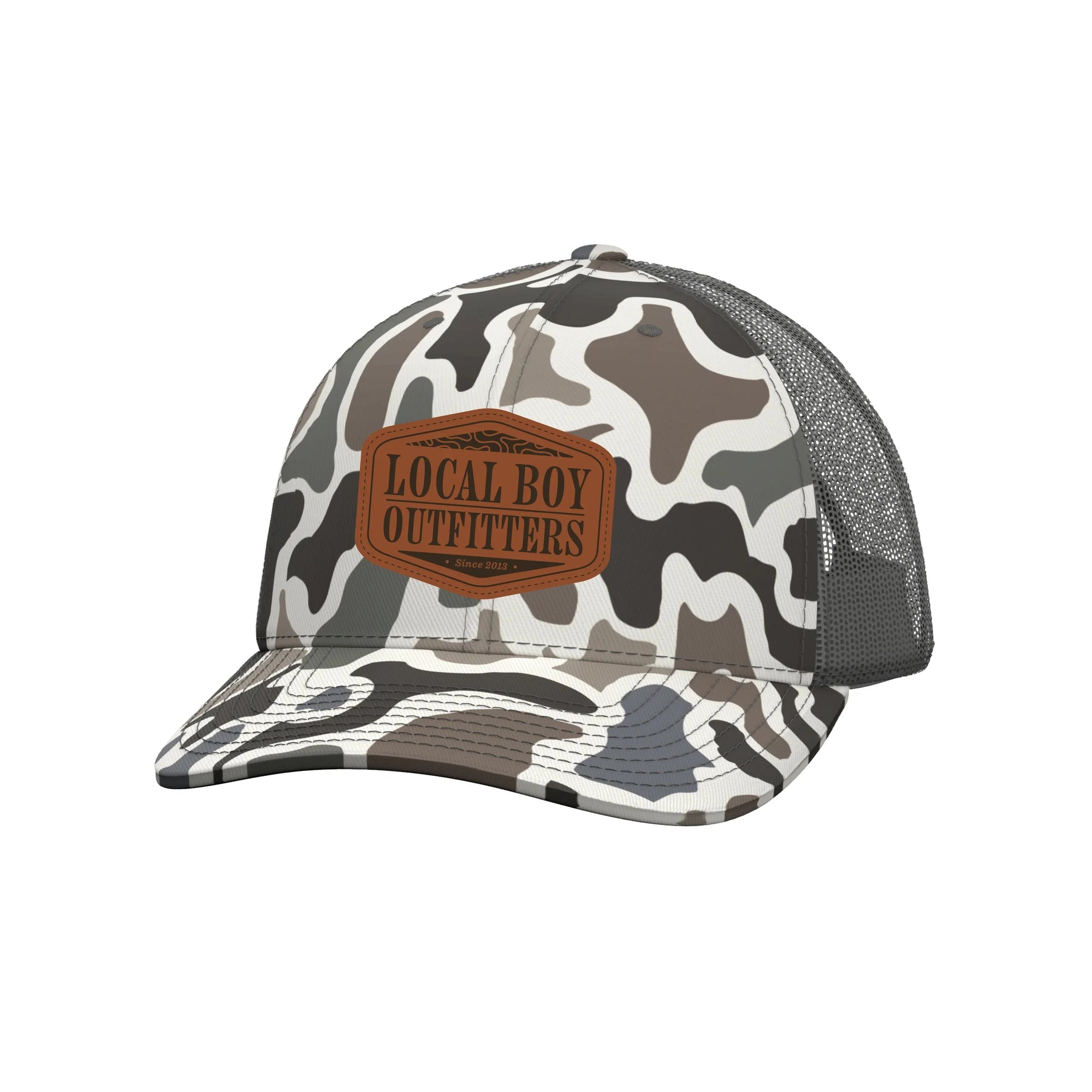 LOCAL BOY OUTFITTERS Men's Hats LOCALFLAGE / OS Local Boy Men's Topo Leather Trucker Hat L3000373LCF