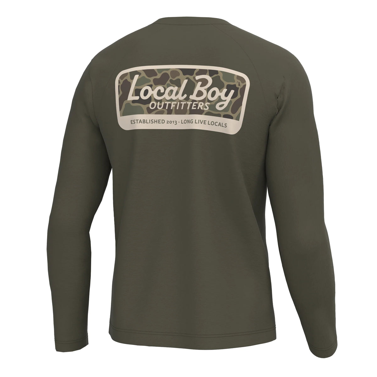 LOCAL BOY OUTFITTERS Men's Tees CEDAR / S Local Boy High Badge OD Long Sleeve Heather Performance Shirt L1410009CDR