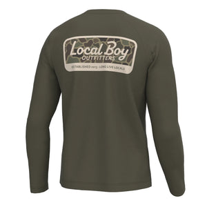 LOCAL BOY OUTFITTERS Men's Tees CEDAR / S Local Boy High Badge OD Long Sleeve Heather Performance Shirt L1410009CDR
