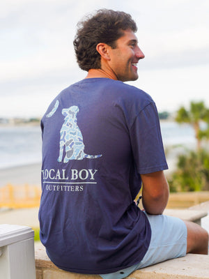 LOCAL BOY OUTFITTERS Men's Tees Local Boy Distressed LCF Cobalt Dog & Moon T-Shirt