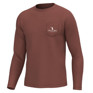 LOCAL BOY OUTFITTERS Men's Tees Local Boy High Badge OD Long Sleeve Heather Performance Shirt