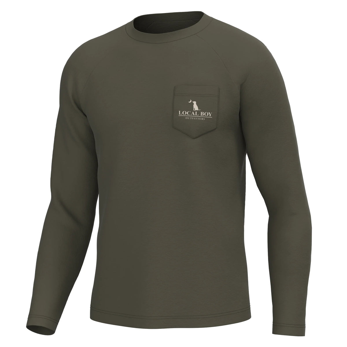 LOCAL BOY OUTFITTERS Men's Tees Local Boy High Badge OD Long Sleeve Heather Performance Shirt
