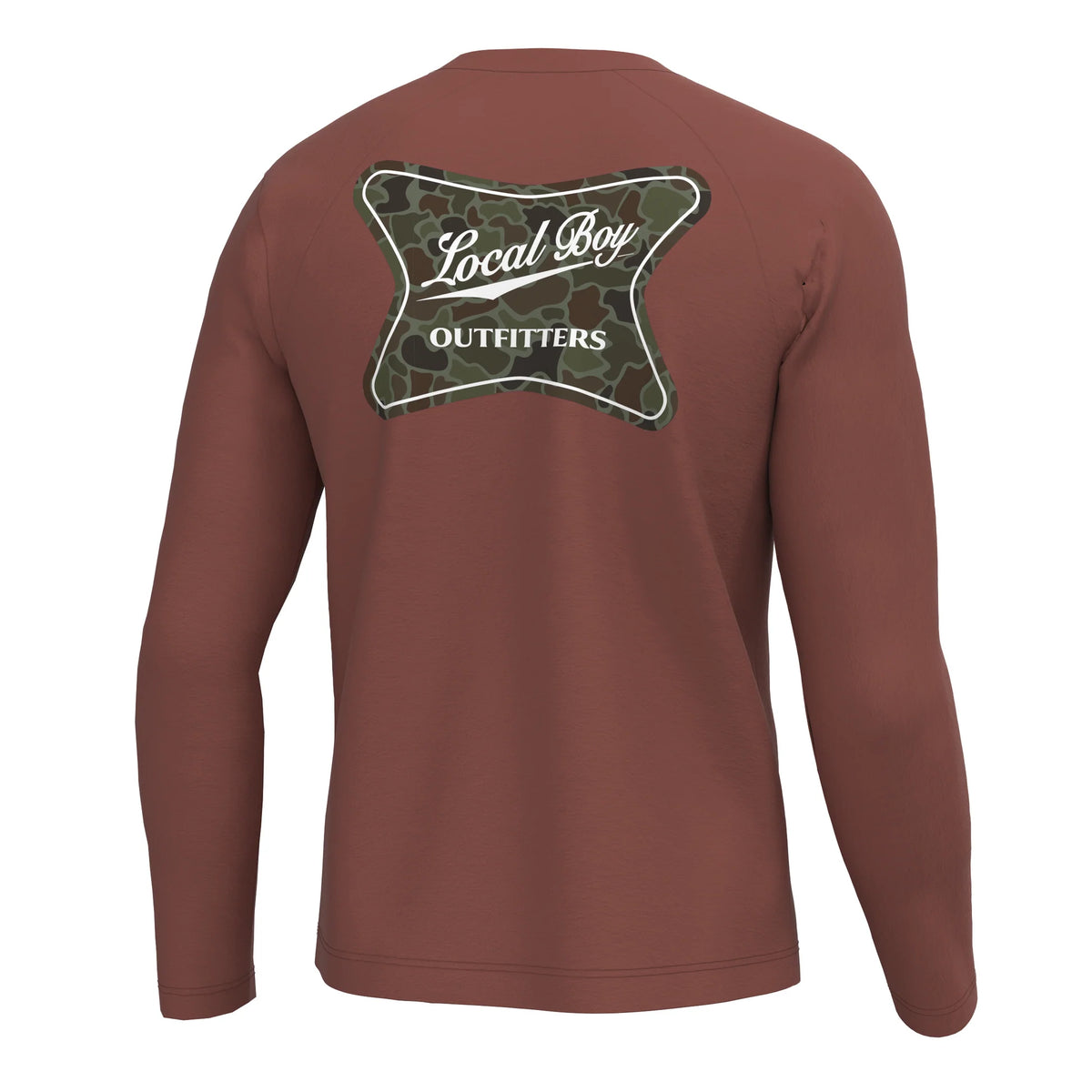 LOCAL BOY OUTFITTERS Men's Tees MAHOGANY / S Local Boy High Badge OD Long Sleeve Heather Performance Shirt L1410011MGNY