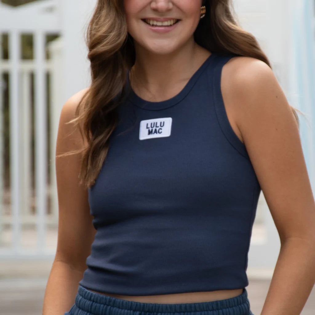 LU LU MAC Women's Top NAVY / XS Lulu Mac Tank With Front Patch | David's Clothing LMTK1001