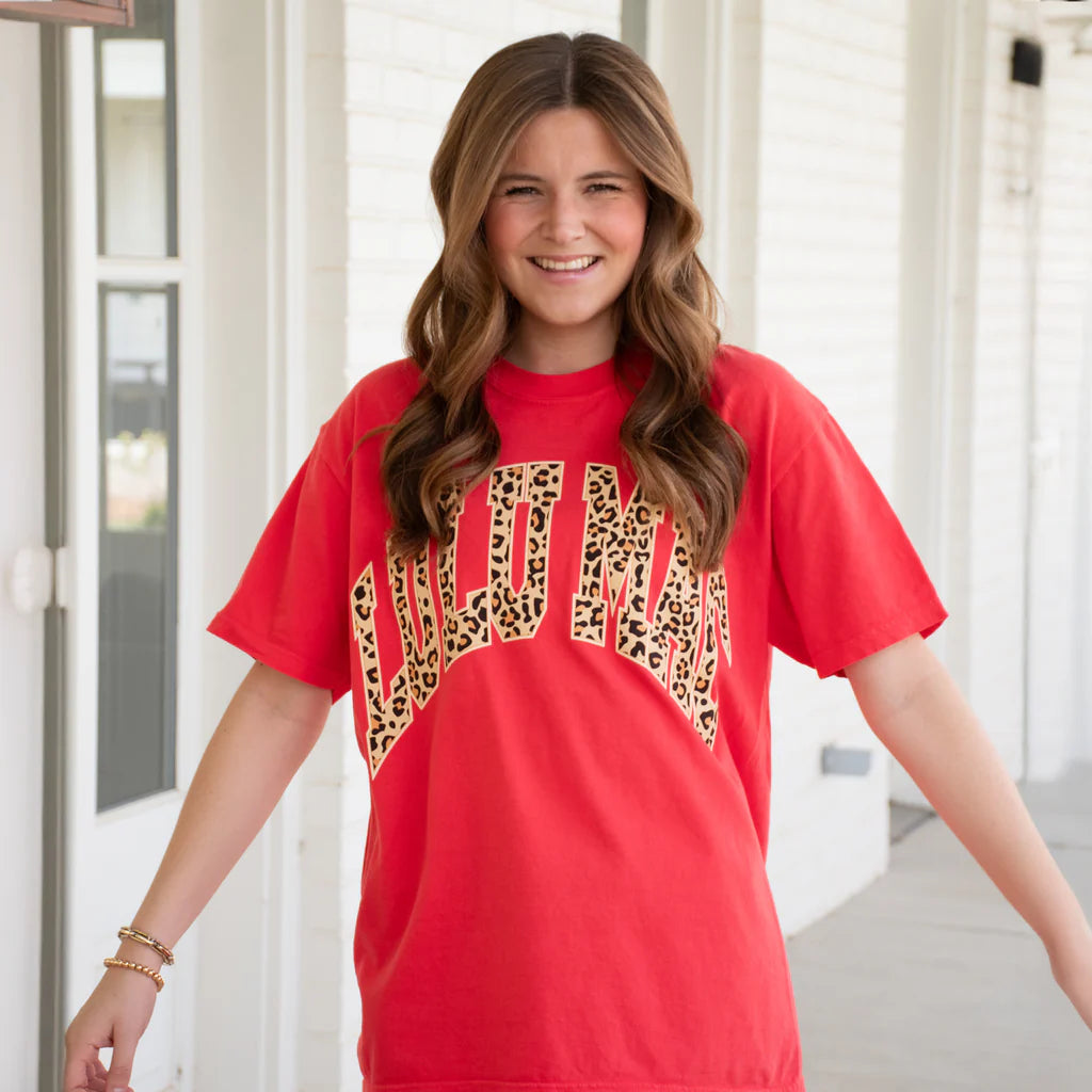 LU LU MAC Women's Top PAPRIKA / XS Lulu Mac Leopard Print Logo Tee LM-LPP