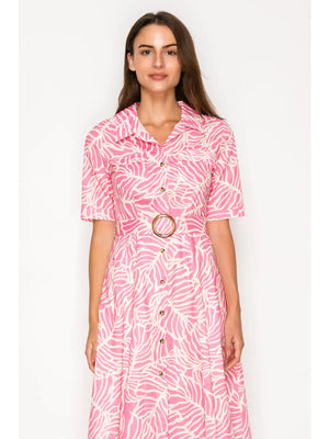 MEET ME IN SANTORINI Women's Dresses Hisbiscus Palms Shirt Dress