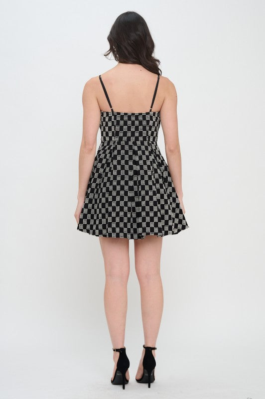 MEET ME IN SANTORINI Women's Dresses Midnight Weave Bow Mini Dress