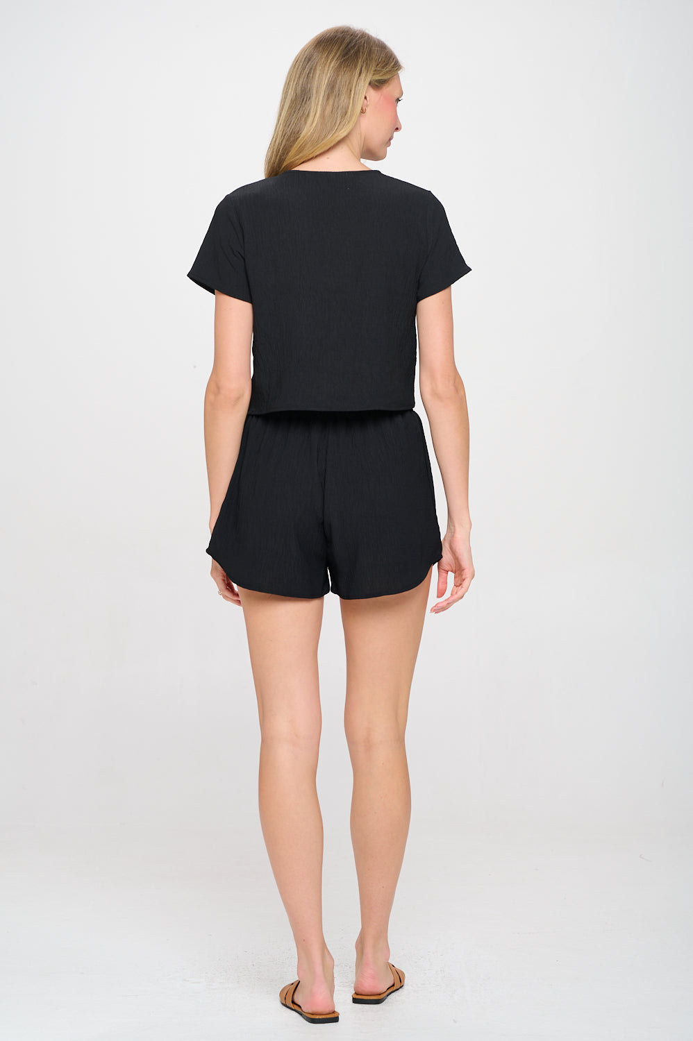 MEET ME IN SANTORINI Women's Shorts Black White Sands Set