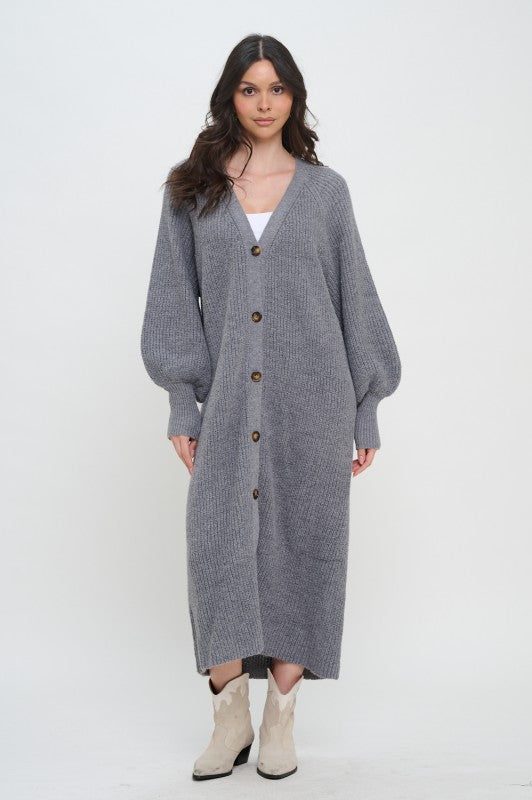 MEET ME IN SANTORINI Women's Sweaters Heather Grey Sweater Long Duster