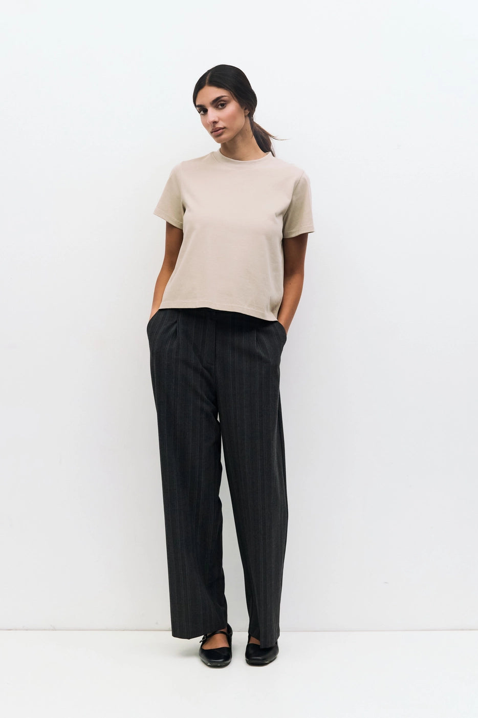 MOD REF CLOTHIN Women's Top BONE / S The Lanie Top | Women's Heavyweight Cotton T-Shirt TM1773