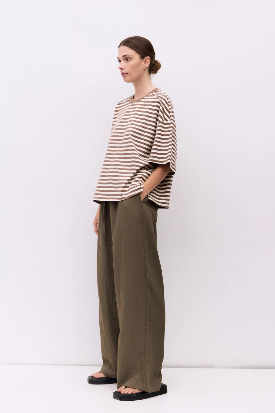 MOD REF CLOTHIN Women's Top The Max Top | Striped Boxy Elbow Tee