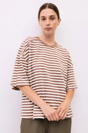 MOD REF CLOTHIN Women's Top The Max Top | Striped Boxy Elbow Tee