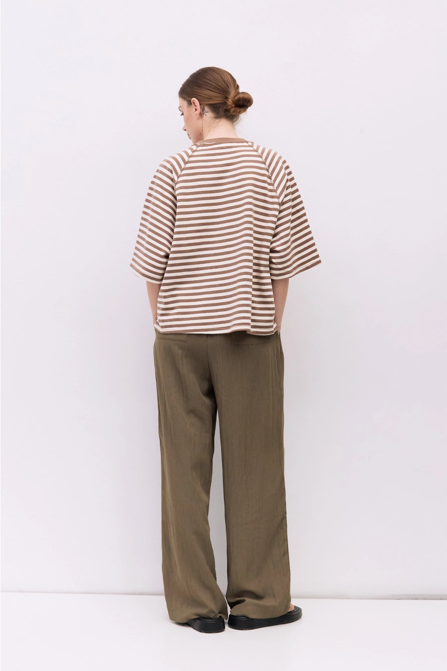 MOD REF CLOTHIN Women's Top The Max Top | Striped Boxy Elbow Tee