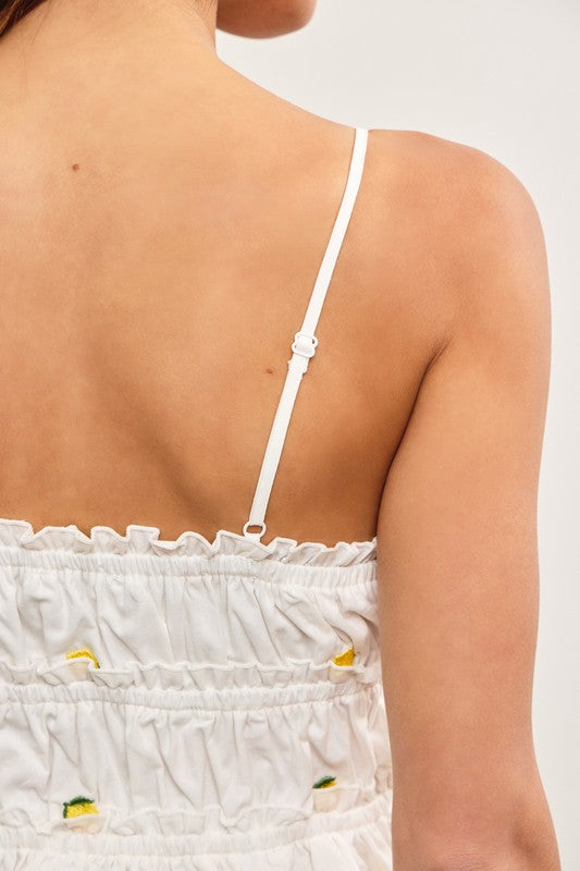 MUSTARD SEED Women's Dresses Tie Front Ruched Embroidered Cami Top || David's Clothing