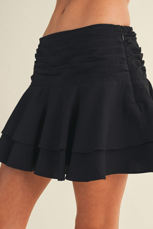 MUSTARD SEED Women's Skirts Ruched Yoke Tiered Flounce Skirt